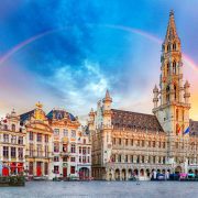 Brussels, rainbow over Grand Place, Belgium, nobody